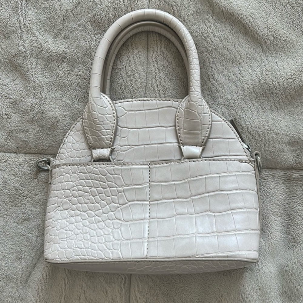 Zara Cream Croc-Embossed Satchel Bag